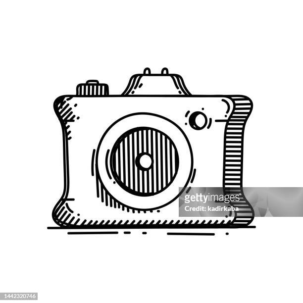 camera line icon, sketch design, pixel perfect, editable stroke. photo, video, film, entertainment, hobby, lens. - front camera icon stock illustrations