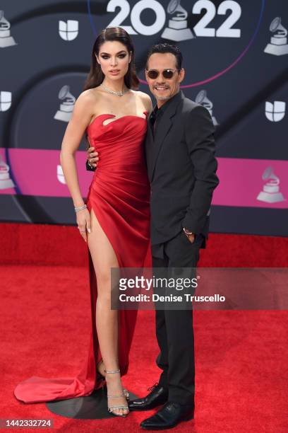 Nadia Ferreira and Marc Anthony attend The 23rd Annual Latin Grammy Awards at Michelob ULTRA Arena on November 17, 2022 in Las Vegas, Nevada.