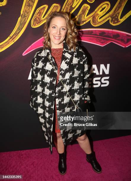 Jessie Mueller poses at the opening night of the new musical "& Juliet" on Broadway at The Stephen Sondheim Theatre on November 17, 2022 in New York...