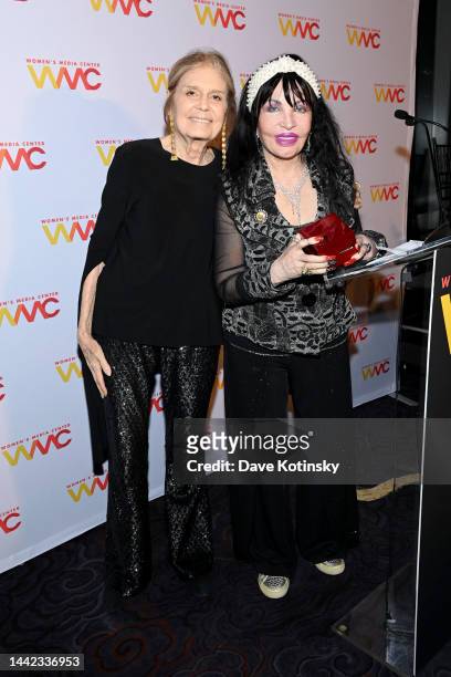 Gloria Steinem and Loreen Arbus attend the WMC 2022 Women's Media Awards at Mandarin Oriental Hotel on November 17, 2022 in New York City.
