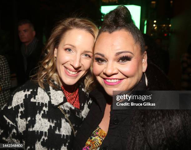 Jessie Mueller and Keala Settle pose at the opening night of the new musical "& Juliet" on Broadway at The Stephen Sondheim Theatre on November 17,...