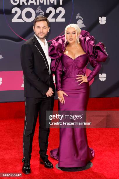Matthew Rutler and Christina Aguilera attend the 23rd Annual Latin GRAMMY Awards at Michelob ULTRA Arena on November 17, 2022 in Las Vegas, Nevada.