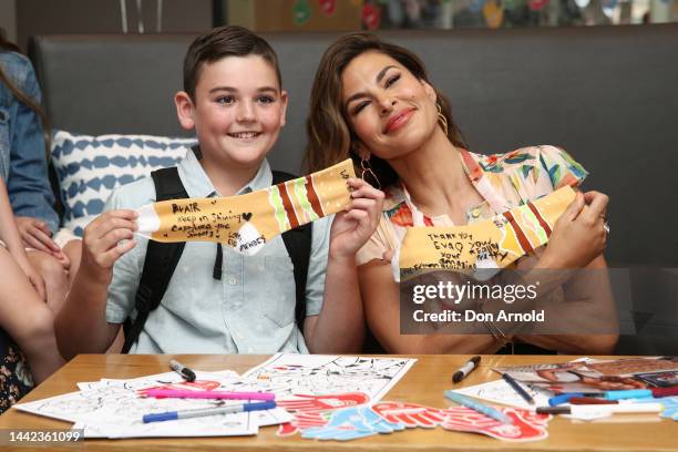 Eva Mendes talks with children and families at Ronald McDonald House Westmead on November 18, 2022 in Sydney, Australia.