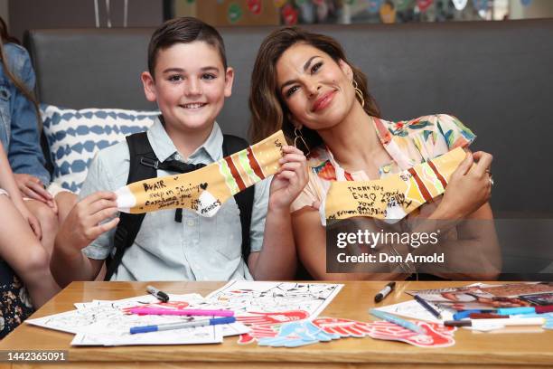 Eva Mendes talks with children and families at Ronald McDonald House Westmead on November 18, 2022 in Sydney, Australia.