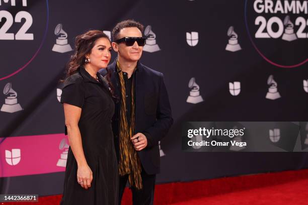 Fonseca and his wife Juliana Posada attend the red carpet during the 23rd Annual Latin GRAMMY Awards at Michelob ULTRA Arena on November 17, 2022 in...