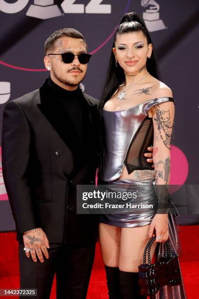 Christian Nodal and Cazzu attend the 23rd Annual Latin GRAMMY Awards at Michelob ULTRA Arena on November 17, 2022 in Las Vegas, Nevada.