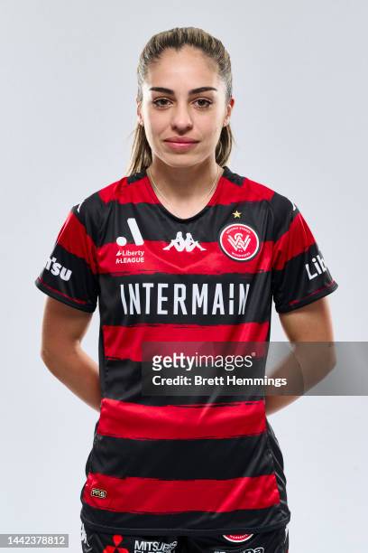Melissa Caceres poses during the Western Sydney Wanderers A-League headshots session at Wanderers Football Park on November 18, 2022 in Sydney,...