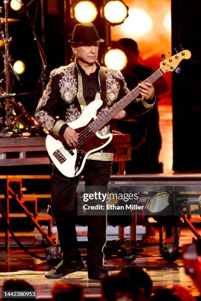 Eusebio "El Chivo" Cortez of Los Bukis performs onstage during the 23rd Annual Latin GRAMMY Awards at Michelob ULTRA Arena on November 17, 2022 in...