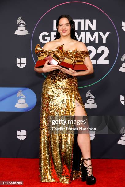 Rosalia poses in the press room for the 23rd Annual Latin GRAMMY Awards at the Mandalay Bay Events Center on November 17, 2022 in Las Vegas, Nevada.
