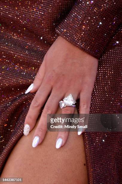 Georgina Rodríguez, jewelry detail, attends the 23rd Annual Latin GRAMMY Awards at Michelob ULTRA Arena on November 17, 2022 in Las Vegas, Nevada.