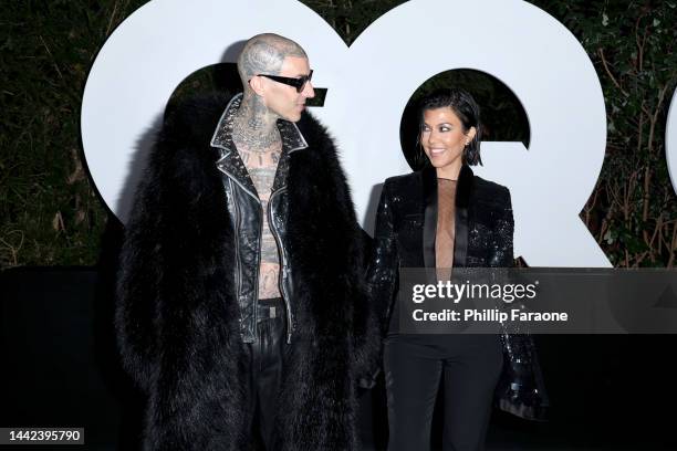 Travis Barker and Kourtney Kardashian Barker attend the GQ Men of the Year Party 2022 at The West Hollywood EDITION on November 17, 2022 in West...