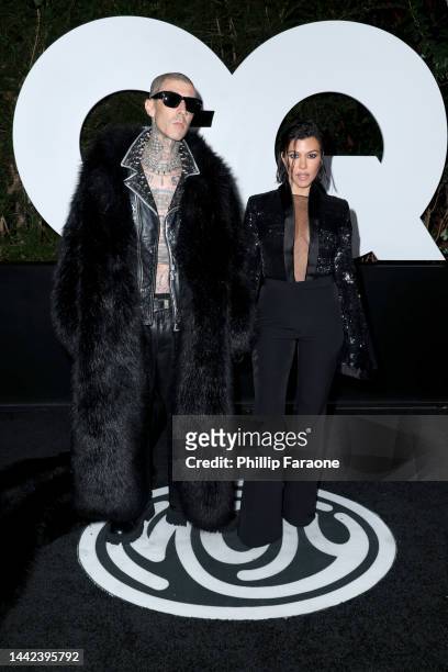 Travis Barker and Kourtney Kardashian Barker attend the GQ Men of the Year Party 2022 at The West Hollywood EDITION on November 17, 2022 in West...