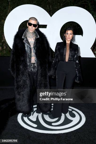 Travis Barker and Kourtney Kardashian Barker attend the GQ Men of the Year Party 2022 at The West Hollywood EDITION on November 17, 2022 in West...