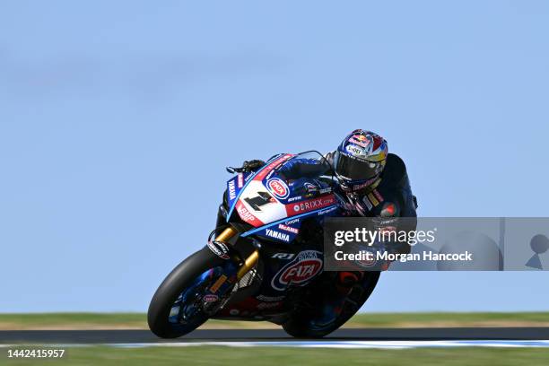 Toprak Razgatlioglu of Turkey rides the Pata Yamaha with Brixx WorldSBK Yamaha in practice during the 2022 MOTUL FIM Superbike World Championship...