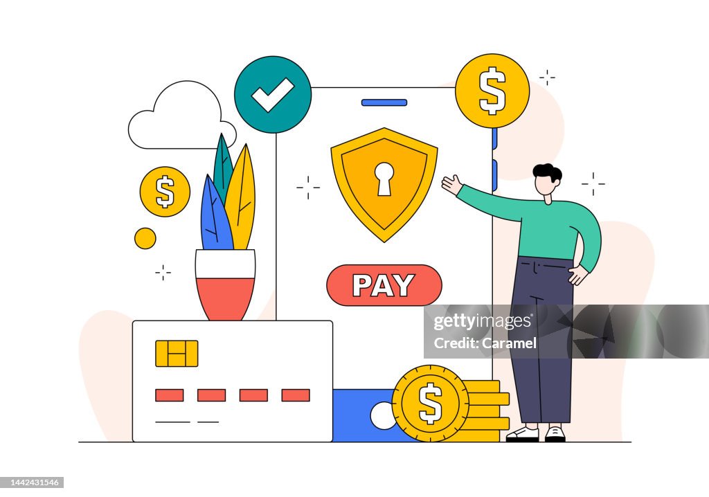 Secure Payment Flat Design Vector Illustration