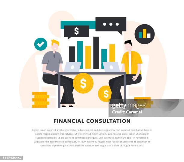 financial consultation flat design illustration - financial analyst 幅插畫檔、美工圖案、卡通及圖標
