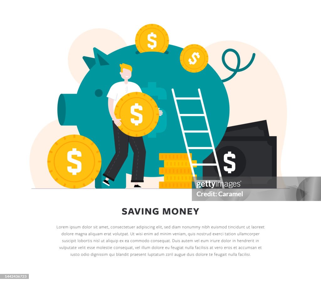 Design Save Money Saving Money Flat Design Illustration High-Res Vector Graphic - Getty ...