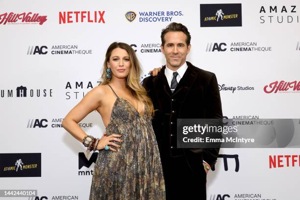 Blake Lively and Honoree Ryan Reynolds attend the 36th Annual American Cinematheque Awards at The Beverly Hilton on November 17, 2022 in Beverly...