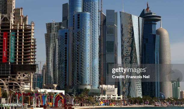 General view of Doha skyline ahead of the FIFA World Cup Qatar 2022 at on November 18, 2022 in Doha, Qatar.