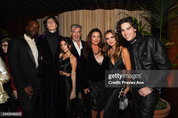Jean-Claude Kalí, Dylan Brosnan, Avery Wheless, Pierce Brosnan, Keely Shaye Smith, Alex Lee-Aillón and Paris Brosnan attend the GQ Men of the Year...