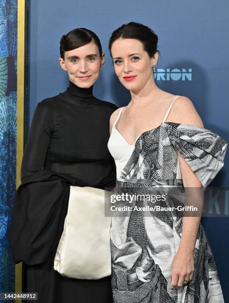 Rooney Mara and Claire Foy attend the Los Angeles Premiere of "Women Talking" at Samuel Goldwyn Theater on November 17, 2022 in Beverly Hills,...