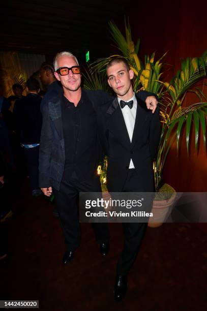 Diplo and Hank Korsan, wearing Burberry attend the GQ Men of the Year Party 2022 at The West Hollywood EDITION on November 17, 2022 in West...