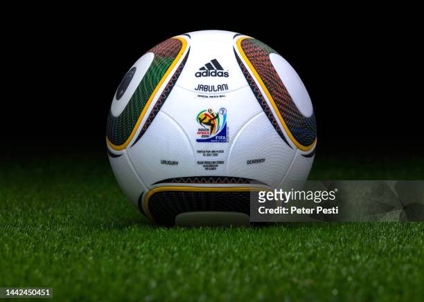 Detailed view of the adidas Jabulani official match ball of the 2010 FIFA World Cup in South Africa. This actual ball was used during the 3rd place...