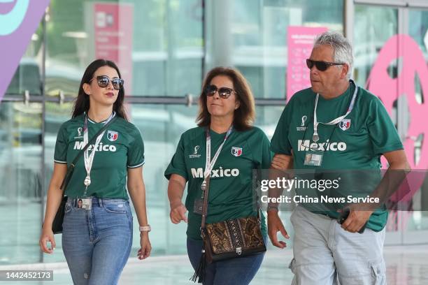 Supporters of Mexico enter the Main Tickets Centre ahead of the FIFA World Cup Qatar 2022 on November 17, 2022 in Doha, Qatar.