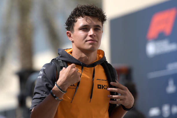 F1 Grand Prix of Abu Dhabi - PracticeABU DHABI, UNITED ARAB EMIRATES - NOVEMBER 18: Lando Norris of Great Britain and McLaren walks in the paddock prior to practice ahead of the F1 Grand Prix of Abu Dhabi at Yas Marina Circuit on November 18, 2022 in Abu Dhabi, United Arab Emirates.