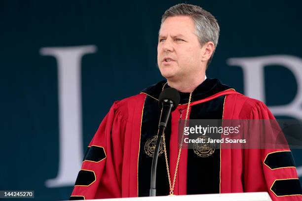 Rev. Jerry Falwell Jr. Speaks after Republican presidential candidate and former Massachusetts Gov. Mitt Romney delivers the commencement address at...
