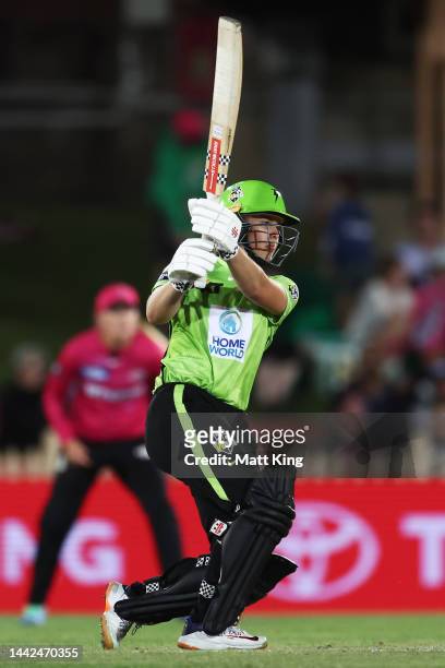 Phoebe Litchfield of the Thunder bats during the Women's Big Bash League match between the Sydney Sixers and the Sydney Thunder at North Sydney Oval,...