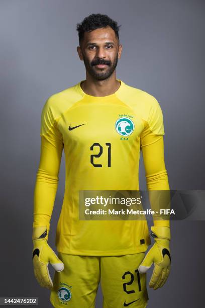 Mohammed Al-Owais of Saudi Arabia poses during the official FIFA World Cup Qatar 2022 portrait session on November 17, 2022 in Doha, Qatar.