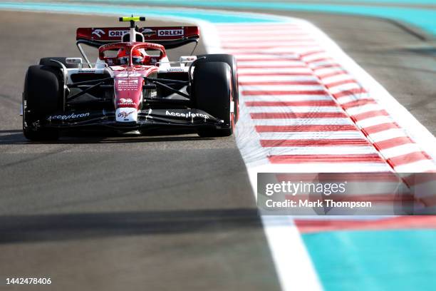 Robert Kubica of Poland driving the Alfa Romeo F1 C42 Ferrari on track during practice ahead of the F1 Grand Prix of Abu Dhabi at Yas Marina Circuit...