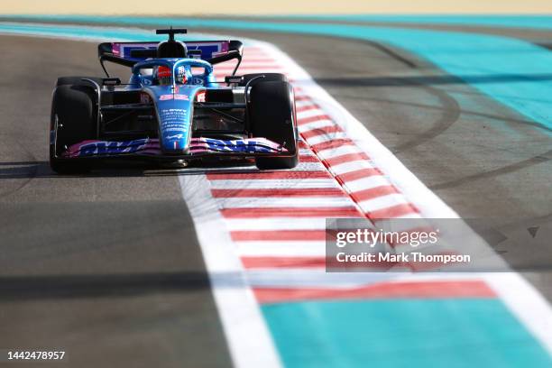 Jack Doohan of Australia driving the Alpine F1 A522 Renault on track during practice ahead of the F1 Grand Prix of Abu Dhabi at Yas Marina Circuit on...