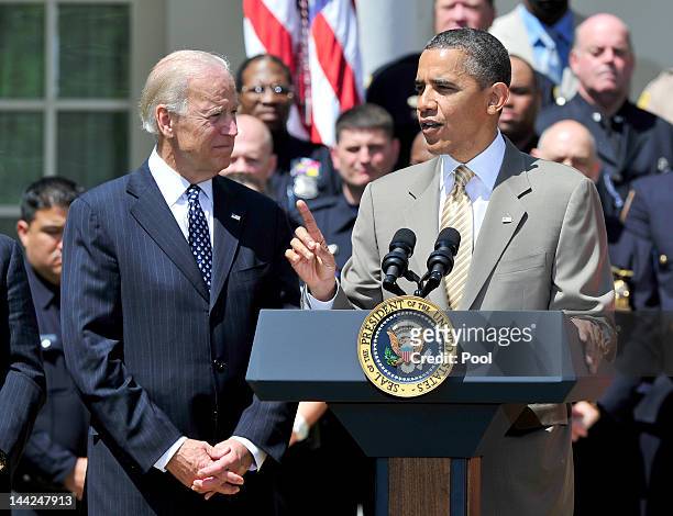 President Barack Obama makes remarks as he and U.S. Vice President Joe Biden honor the 2012 National Association of Police Organizations TOP COPS...
