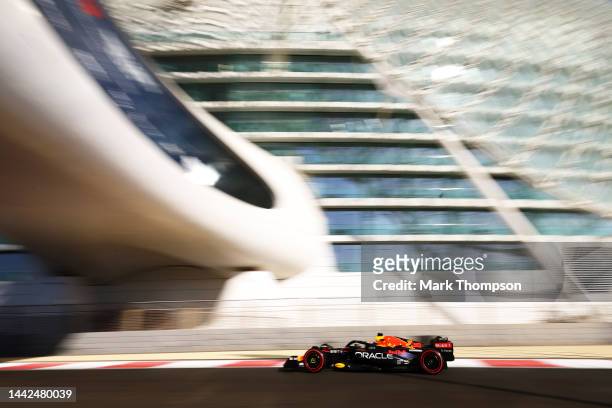 Liam Lawson of New Zealand driving the Oracle Red Bull Racing RB18 on track during practice ahead of the F1 Grand Prix of Abu Dhabi at Yas Marina...