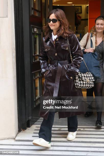 Jenna Coleman leaving BBC Radio 2 on November 18, 2022 in London, England.