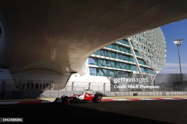 Robert Kubica of Poland driving the Alfa Romeo F1 C42 Ferrari on track during practice ahead of the F1 Grand Prix of Abu Dhabi at Yas Marina Circuit...