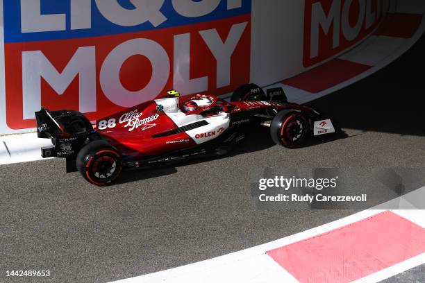 Robert Kubica of Poland driving the Alfa Romeo F1 C42 Ferrari on track during practice ahead of the F1 Grand Prix of Abu Dhabi at Yas Marina Circuit...