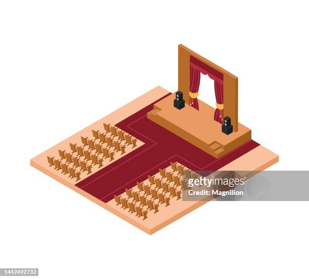theater stage isometric - sports round stock illustrations