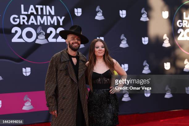 Mexican duo Jesse & Joy attends the red carpet during the 23rd Annual Latin GRAMMY Awards at Michelob ULTRA Arena on November 17, 2022 in Las Vegas,...