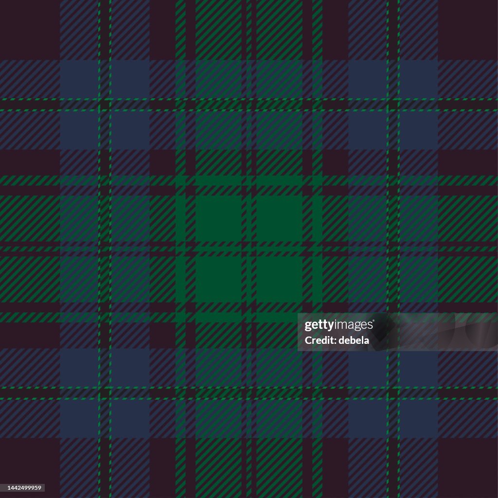 Blaues und grünes schottisches Tartan Plaid Muster Stoffmuster