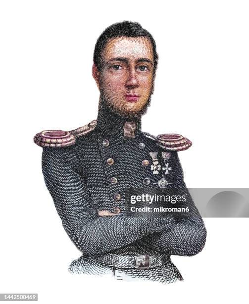portrait of general juan prim y prats, 1st count of reus, 1st marquis of los castillejos, 1st viscount of bruch (1814–1870)  spanish general and statesman who was briefly prime minister of spain until his assassination - reus spain stock pictures, royalty-free photos & images