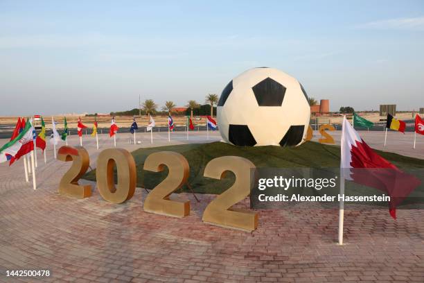 General view of the Germany Training Camp entrance during the Germany press conference at DFB Media Centre on November 18, 2022 in Al Ruwais, Qatar.