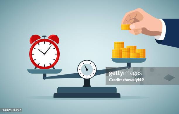 stockillustraties, clipart, cartoons en iconen met time is money, employment relationship, buy time - calibration