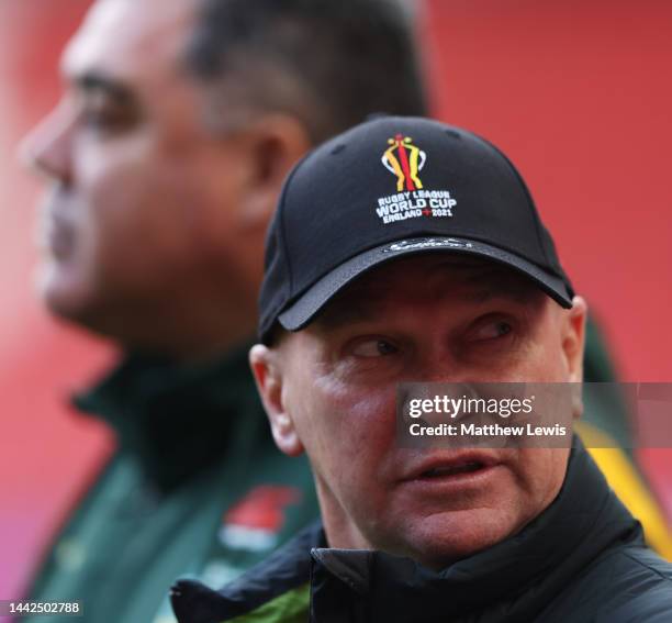 Former Australian Rugby League player Allan Langer pictured during the Australia Captain's Run ahead of the Rugby League World Cup Final against...