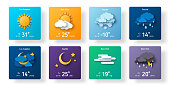 Weather forecast widget icon set