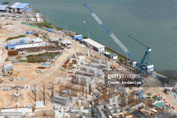 construction development on a reclaimed land - terra bonificata foto e immagini stock