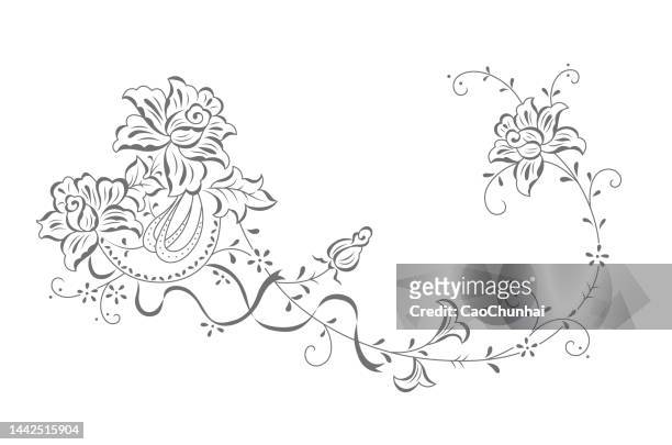 floral pattern of china style - flower corner stock illustrations