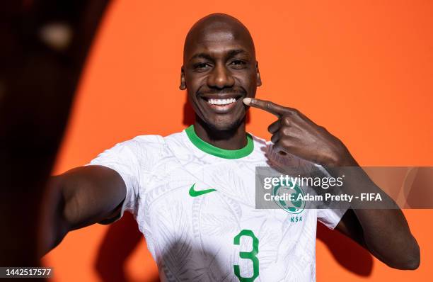 Abdullah Madu of Saudi Arabia poses during the official FIFA World Cup Qatar 2022 portrait session on November 17, 2022 in Doha, Qatar.